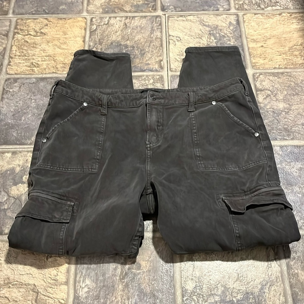 Silver Skinny Cargo Pants, Size 34/29, Gray